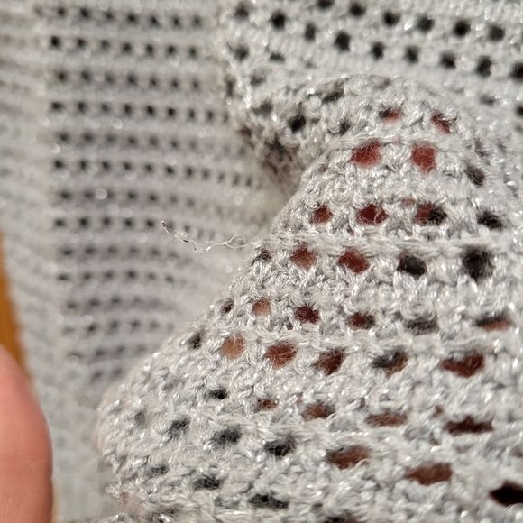 Womens Elle Sweater Gray Silver Metallic light weight short sleeve Size … - Picture 6 of 12